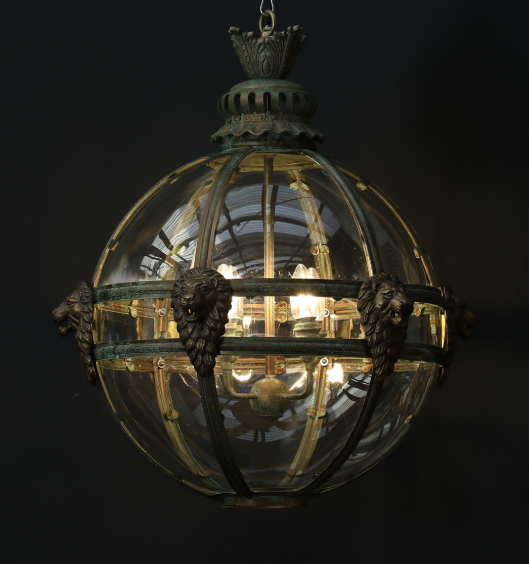 Globe Lion Lantern // Verdigris 